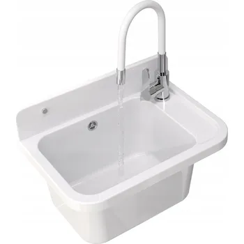 Granitový dřez TECHNICKÝ DŘEZ S BATERIÍ, BÍLÝ, S FLEXIBILNÍ RAMÍNKO PARON