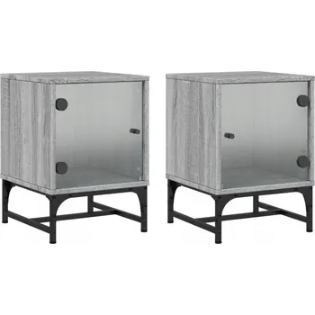 Noční stolek Noční stolek Dub Sonoma 35x37x50 cm, skleněná dvířka, nosnost 60 kg