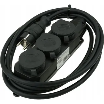 Napájecí kabel PRODLUŽOVACÍ KABEL GUMOVÝ STAVEBNÍ 3 ZÁSUVKY 15M LIŠTA 3X2,5MM 16A GUMA IP44