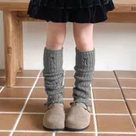 Dívčí návleky na nohy – dlouhé pletené s mašličkami Barva (Varianta): Šedá