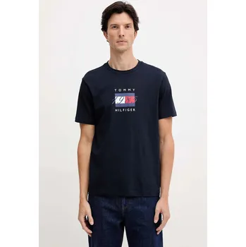 Pánské tričko Bavlněné tričko Tommy Hilfiger MW0MW41338 námořnická modř 59X, vel. M