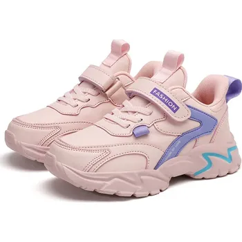 Chlapecké tenisky Dětské kožené tenisky – protiskluzové sportovní boty na běhání Velikost: 28, Barva (Varianta): Pink (Leather)