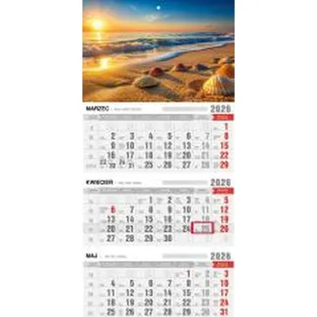 Kalendář Kalendarz 2026 trójdzielny z magnesem plaża