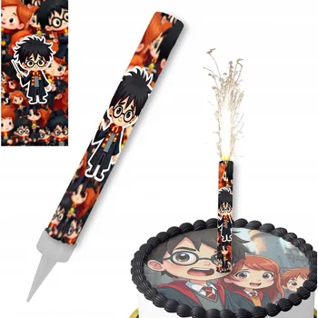 Dortová svíčka Narozeninový dort FONTÁNA Pottera s fontánou, kouzelnou světlicí svíčkou a narozeninovým DORT 12 cm