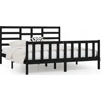 Postel Rám postele z borovicového dřeva 200x200 černý