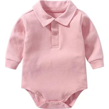 Kojenecký overall Bavlněné body pro miminka s límečkem a dlouhým rukávem Velikost: 0-3M, Barva (Varianta): Růžová