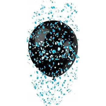 Balónek Průhledné balónky s tmavě modrými konfetami, 10 kusů