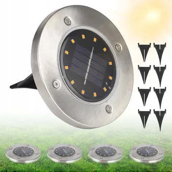 Venkovní osvětlení 4X SOLÁRNÍ ZAHRADNÍ LAMPA 12 LED ZAPICHOVACÍ SVĚTLO NÁJEZDOVÉ DISK