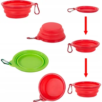 Miska pro psa Skládací (cestovní) silikonová láhev PAKO, vícebarevná, 0,4 l