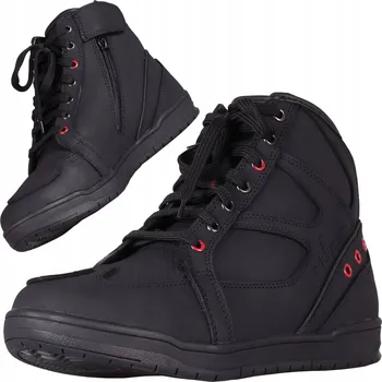 Moto bunda Moto boty Husar Sneaker pánské černé krátké kožené EN 13634:2017