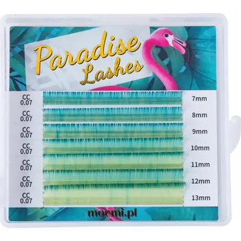 Umělé řasy Řasy Electric Lime Paradise Lashes Barevné Moemi D 0.10 MIX (7-13mm)