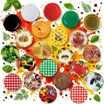 Víčko na zavařovací sklenici 150x Wieczka FI 82 šroubovací víčka na sklenice VÍČKO NA MED OKURKY HOUBY