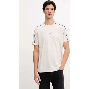Bavlněné tričko Armani Exchange pánské, béžová barva, s potiskem, XM001360 AF10358 XM001360.AF10358 01B, vel. XXL