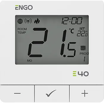 ENGO Controls E40-230W - Programovatelný, internetový regulátor teploty pro povrchovou montáž, ZigBee/868MHz, 230V, bílý