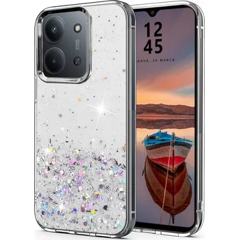 Pouzdro na mobilní telefon TŘPYTIVÝ ZADNÍ KRYT POUZDRO PRO REDMI 15C 4G SKLO POUZDRO