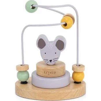 Dřevěná hračka Dřevěné bludiště s korálky - myška