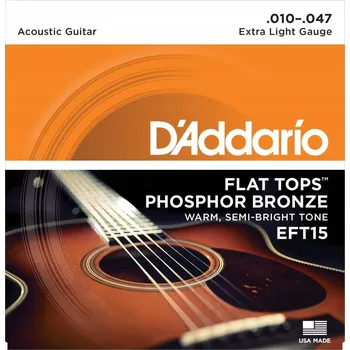 Struna pro kytaru a smyčcový nástroj D'Addario EFT-15 Struny pro akustickou kytaru Flat Top
