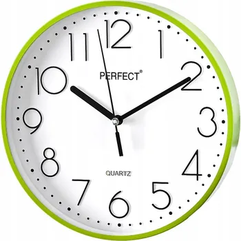 Hodiny Nástěnné Hodiny Kulatý Tichý Mechanismus Zelené / Bílé 22cm Perfect