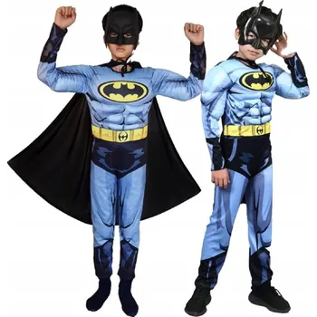Karnevalový kostým KOSTÝM PŘEVLEK BATMAN MASKA LED SUPERHRDINA NETOPÝR HALLOWEEN 134 140