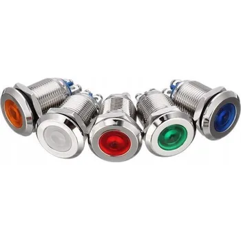 Kovová LED kontrolka 16mm 12V – žlutá