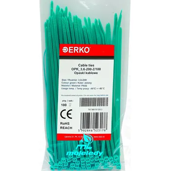 Organizace kabelů Hadicová spona zelená OPK 200 3,6 100ks ERKO 3,6-200 UV odolná