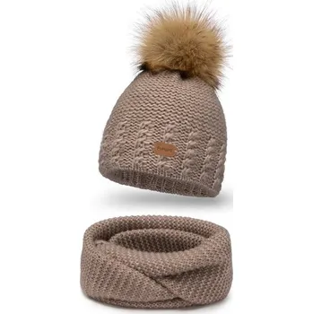 Čepice Pamami Dámský zimní set Tahupotiki světle hnědá One size