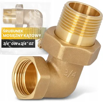 Fitinka ŠROUBENÍ MOSAZNÉ 3/4'' VNITŘNÍ ZÁVIT/VNĚJŠÍ ZÁVIT ÚHLOVÉ SPOJKA Spojka Trubek Topení, Teplá Voda, Čerpadla NK-T