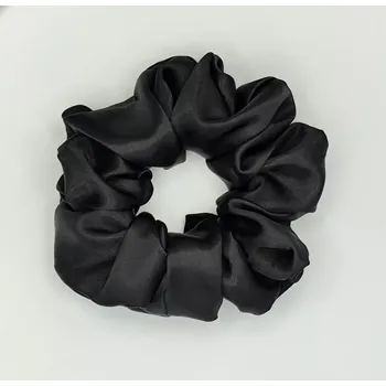 Saténová Scrunchie gumička černá XXL