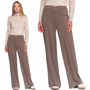 Dámské kalhoty Moraj elegantní dámské kalhoty rovné dlouhé hnědé velikost XL