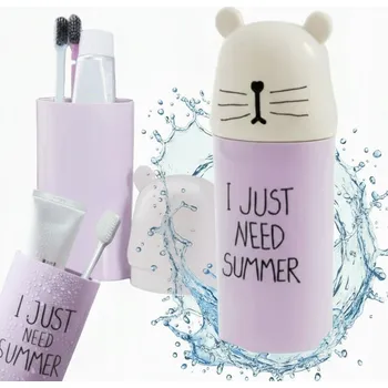 Elektrický zubní kartáček NÁDOBA POUZDRO NA ZUBNÍ PASTU A PŘÍSLUŠENSTVÍ MEDVÍDEK VELKÉ BARVY