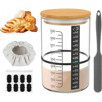 Obraz STARTOVACÍ SADA PRO KVÁSEK, SKLENĚNÁ NÁDOBA NA CHLÉB, FERMENTAČNÍ SKLENICE 900ML 950 ml