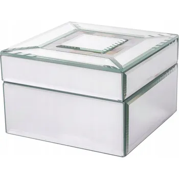 Šperkovnice SKLENĚNÁ ŠPERKOVNICE NA ŠPERKY KAZETA GLAMOUR STŘÍBRNÁ