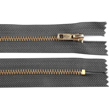 Zip Kovový / mosazný zip šíře 4 mm délka 16 cm kalhotový - 320 Beluga