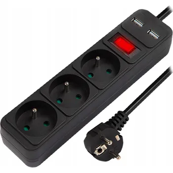 Napájecí kabel Zásuvková lišta Blow 98-074# 3 zásuvky 1,5 m černý