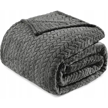 Přehoz na lůžko Měkká deka STROMEČEK 200x220 mikrovlákno TMAVĚ ŠEDÁ GRAFIT přehoz na POHOVKU