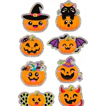 samolepka SAMOLEPKY HALLOWEENSKÉ VESELÉ DÝNĚ HOLOGRAFICKÉ KREATIVNÍ 8 KS HALLOWEEN