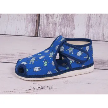 Chlapecké bačkory Bačkůrky papučky HP Čechtín 805 modré s robotky suchý zip velikost: 25