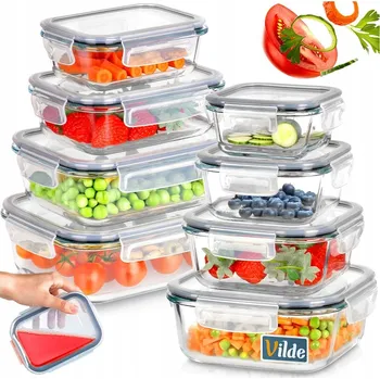 Dóza na potraviny 8x Kuchyňské SKLENĚNÉ dózy na potraviny žáruvzdorné velká sada dóz