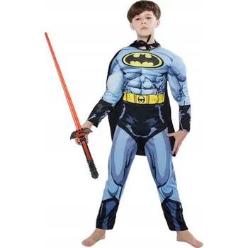 Karnevalový kostým KOSTÝM BATMAN SUPERHRDINA SVĚTELNÝ MEČ KARNEVALOVÝ PLES 98 104 CM