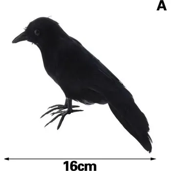 Party dekorace Halloweenská dekorace černý havran 16 cm | dekorace plašič - A