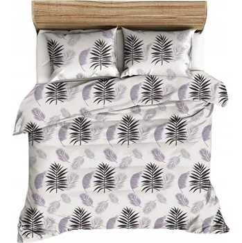 Povlečení Krepové povlečení 200x220 bílé fialové listy Bielawa KARO