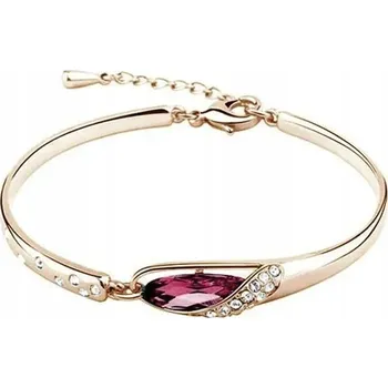 Náramek Zlatý náramek polobangle zdobený zirkony se slzičkou jako dárek pozlacená