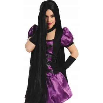 Karnevalová paruka Guirca paruka dlouhé černé vlasy s copánky