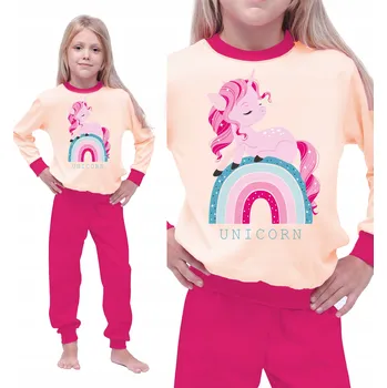 Dívčí oblečení PYŽAMO DÍVČÍ JEDNOROŽEC TEPLÉ SILNÉ BAVLNĚNÉ DLOUHÝ RUKÁV HEZKÉ 122