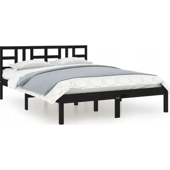 Postel Dřevěná dvoulůžková postel 140x190 cm černá