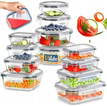 Dóza na potraviny 12x Skleněné kuchyňské dózy na potraviny, žáruvzdorné, velká sada