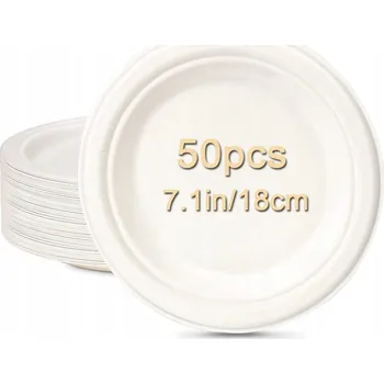 Jednorázové nádobí Papírové talíře Na Jedno Použití na párty 18 cm / 50 Ks, bílá barva