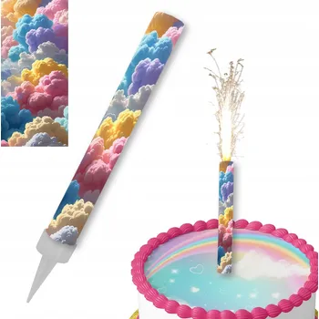 Dortová svíčka FONTÁNA BAREVNÉ MRAKY SKY RACA SVÍČKA DORT K NAROZENINÁM 12 cm