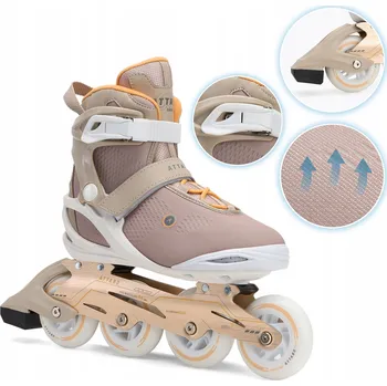 Kolečkové brusle Kolečkové Brusle Attabo Luna fitness béžové, velikost 39, HLINÍKOVÝ RÁM, VYSOKÁ ODOLNOST