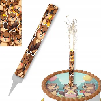 Dortová svíčka FONTÁNA NA DORT BOBR DORT RAKETA SVÍČKA DORT K NAROZENINÁM 12cm